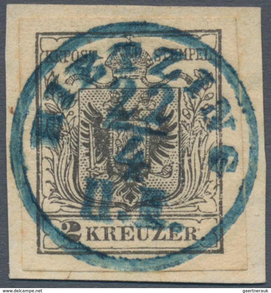 Österreich: 1850/1854, 2 Kreuzer Schwarz, Maschinenpapier Type IIIa, Farbfrisch, Allseits Breit- Bis - Autres & Non Classés