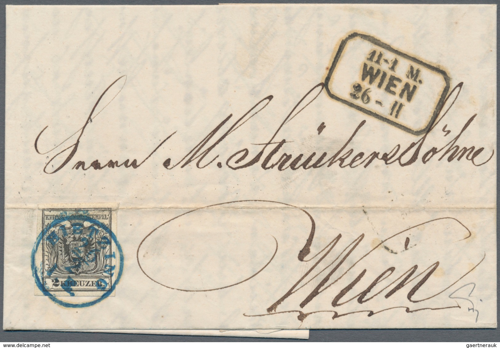 Österreich: 1850/1854, 2 Kreuzer Tiefschwarz, Maschinenpapier Type IIIa, Farbfrisch, Allseits Gut Ge - Other & Unclassified