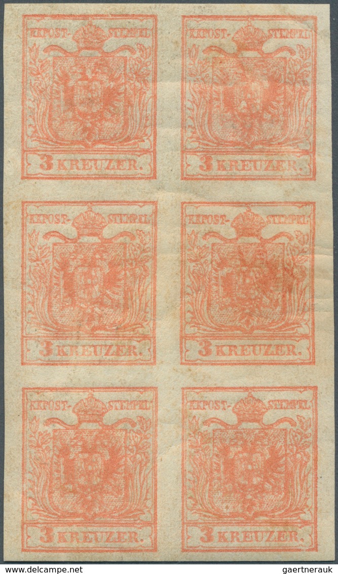 Österreich: 1850/54: 3 Kreuzer Stumpfrosa, Maschinenpapier Type III C, Im Senkrechten Ungebrauchten - Autres & Non Classés