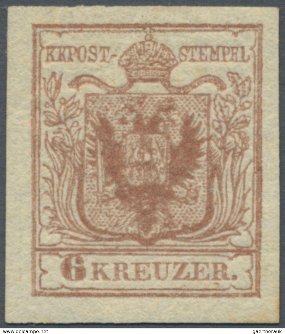 Österreich: 1850, 6 Kreuzer Rostbraun, Handpapier Type I C, Oben Und Rechts Breitrandig, Links Und U - Sonstige & Ohne Zuordnung