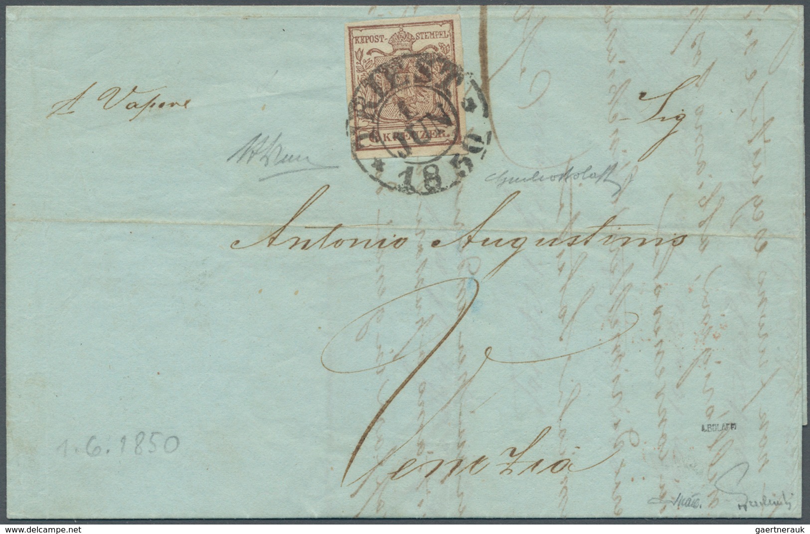 Österreich: 1850, 6 Kreuzer Rotbraun, Handpapier Type I A, Allseits Vollrandig, Auf Komplettem Faltb - Autres & Non Classés