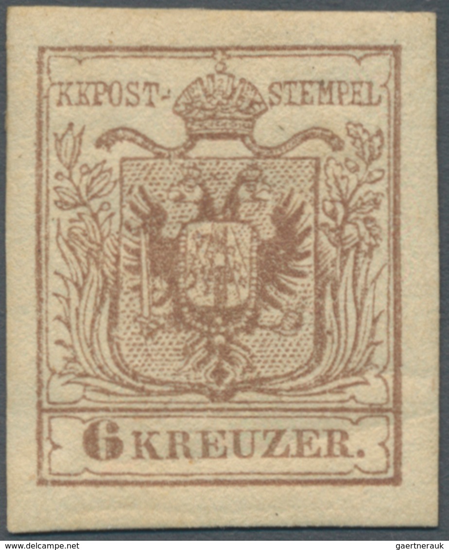 Österreich: 1850, 6 Kr Rosabraun, Type III Auf Maschinenpapier In Ungebrauchter Ausnahmeerhaltung, V - Sonstige & Ohne Zuordnung