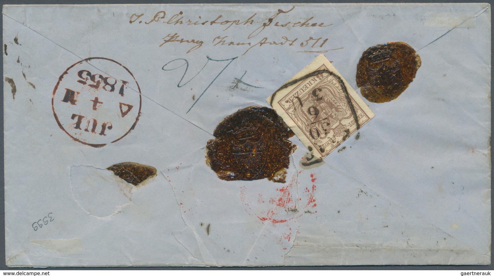 Österreich: 1850/1854, 9 Kreuzer Lebhaftblau, Maschinenpapier Type III, In Zwei Waagerechten Paaren, - Autres & Non Classés