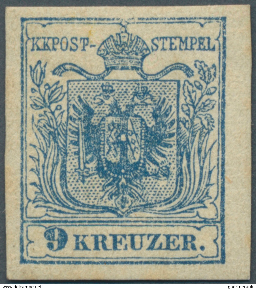 Österreich: 1850, 9 Kr Lebhaftblau, Type IIIb Auf Maschinenpapier In Ungebrauchter Ausnahmeerhaltung - Other & Unclassified