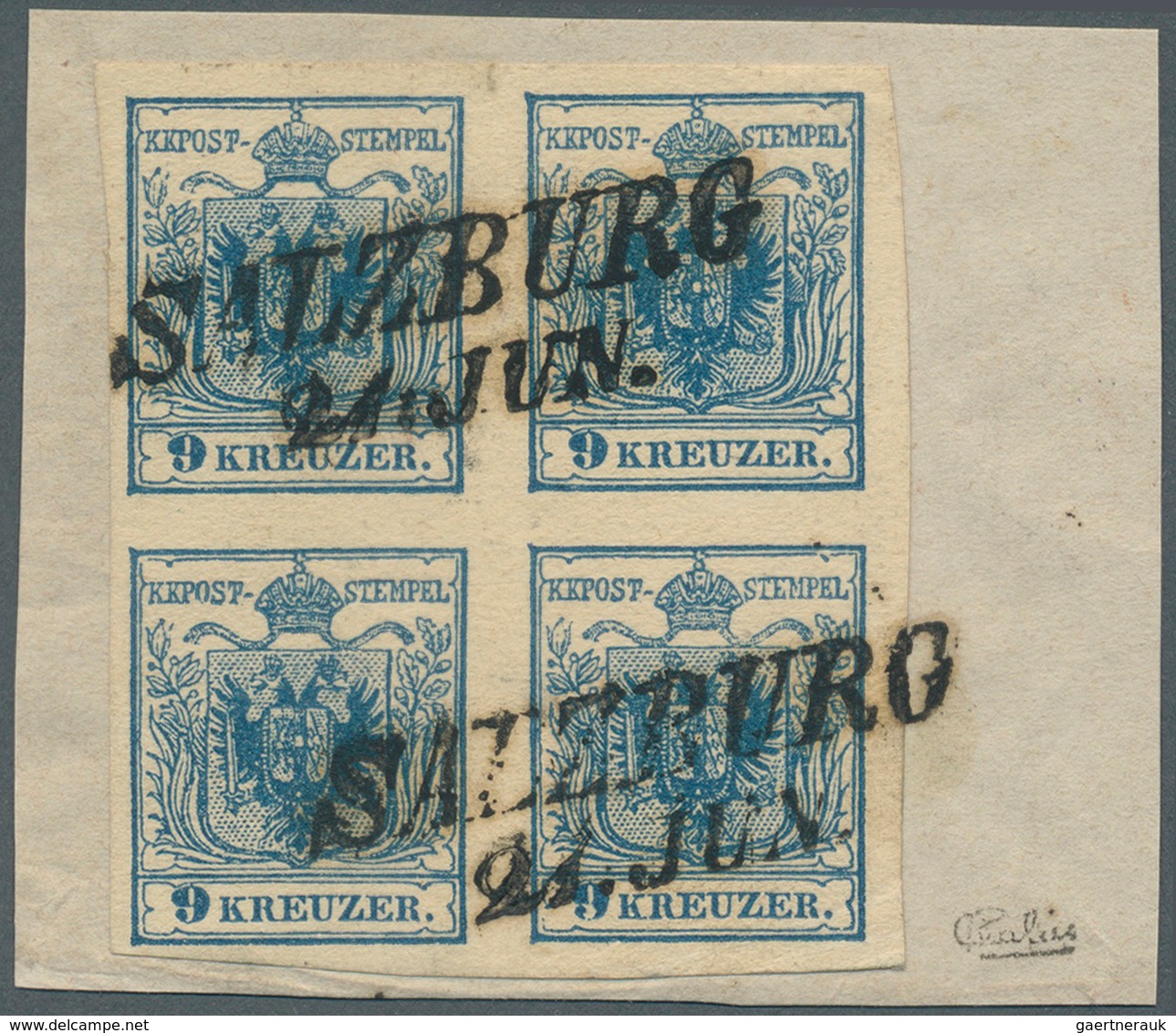 Österreich: 1850, 9 Kr Dunkelblau, Maschinenpapier Type IIIb, Farbfrischer, Ringsum Tadellos Voll- B - Other & Unclassified