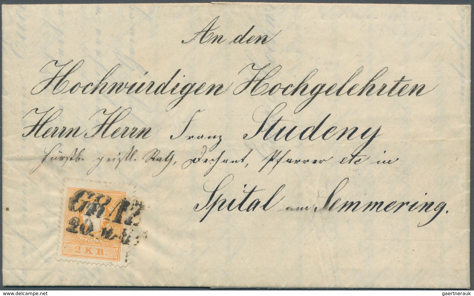 Österreich: 1858, 2 Kr. Franz Joseph Orange, Type II, Leuchtend Farbfrisches Exemplar Dieser Seltene - Other & Unclassified