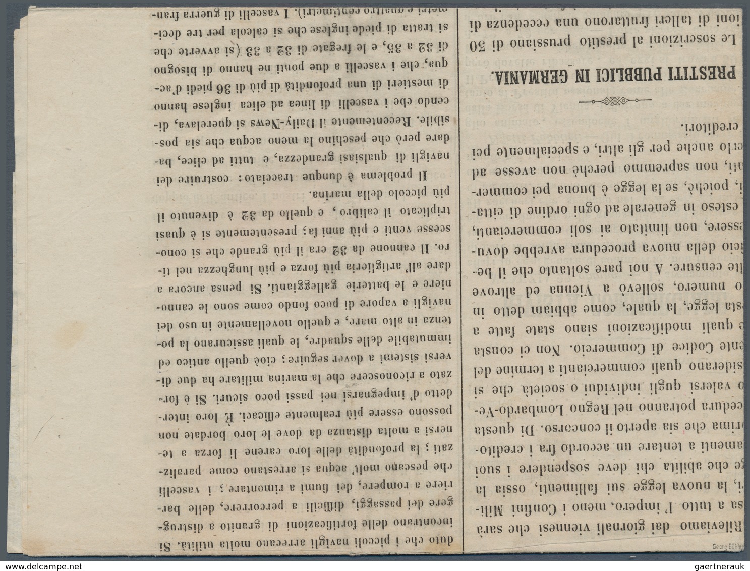 Österreich: 1858, (1,05 Kreuzer/Soldi) Blau Zeitungsmarke, Type I, Voll- Bis überrandig, Mit Handsch - Other & Unclassified