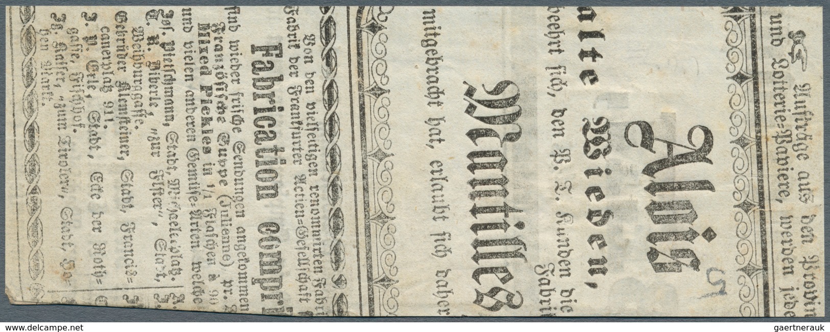 Österreich: 1858, (1,05 Kreuzer) Dunkelblau Zeitungsmarke, Type I, Allseits Breit- Bis überrandig, O - Sonstige & Ohne Zuordnung