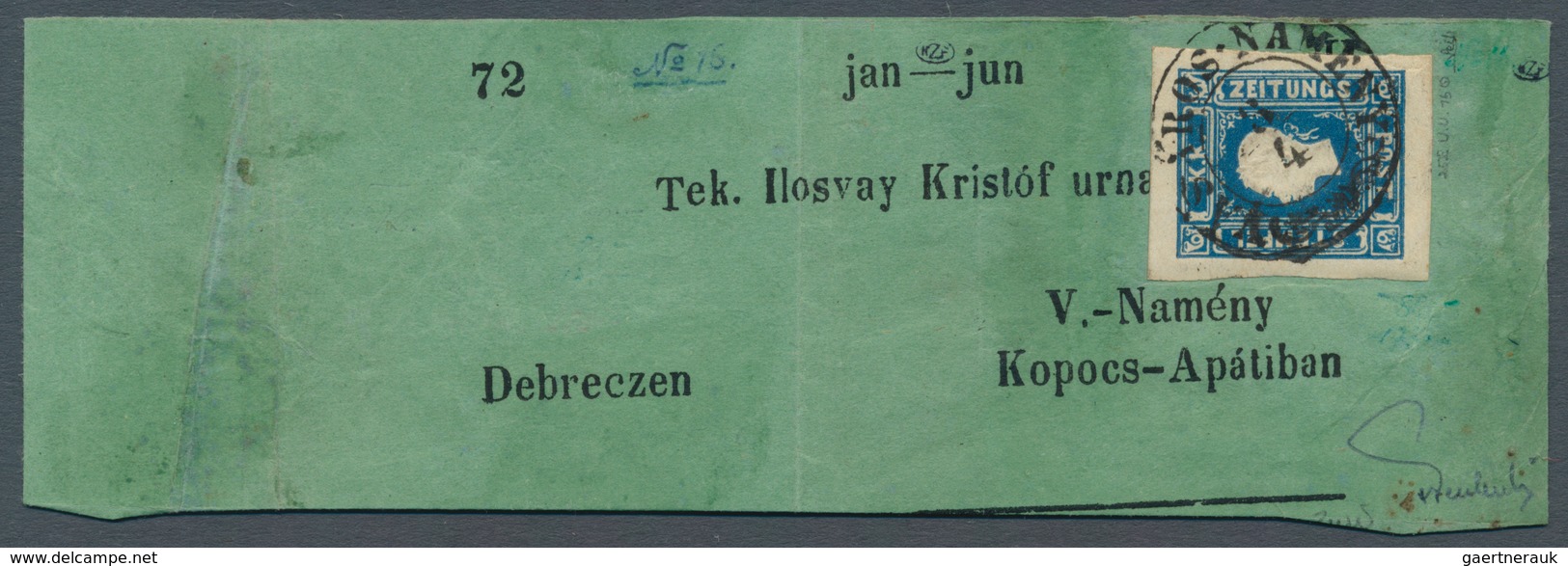 Österreich: 1858, (1,05 Kreuzer) Tiefdunkelblau Zeitungsmarke, Type I, Allseits Breit- Bis überrandi - Other & Unclassified