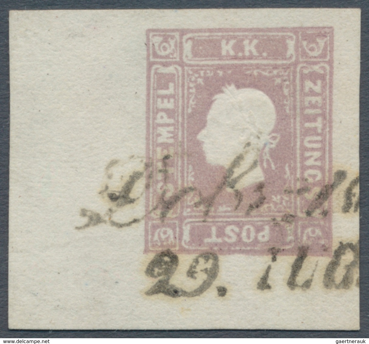 Österreich: 1859, (1,05 Kreuzer) Lila Zeitungsmarke, Type II, Marke Auf Stark Gemaschtem Papier, Lin - Sonstige & Ohne Zuordnung