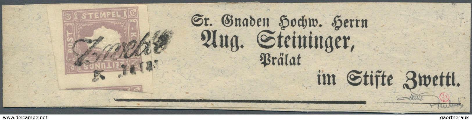 Österreich: 1859, (1,05 Kreuzer) Lila Zeitungsmarke, Type II, Farbfrisch, Voll- Bis überrandig, Rech - Sonstige & Ohne Zuordnung