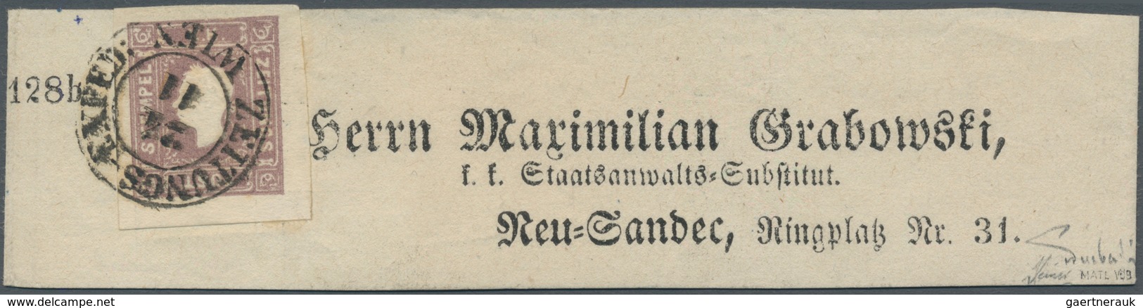 Österreich: 1859, (1,05 Kreuzer) Tiefdunkellila Zeitungsmarke, Type II, Farbfrisch, Allseits Breit- - Other & Unclassified