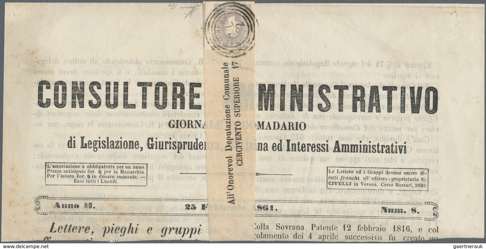 Österreich: 1859, (1,05 Kreuzer/Soldi) Grauviolett Zeitungsmarke, Type II, Farbfrisch, Voll- Bis übe - Sonstige & Ohne Zuordnung