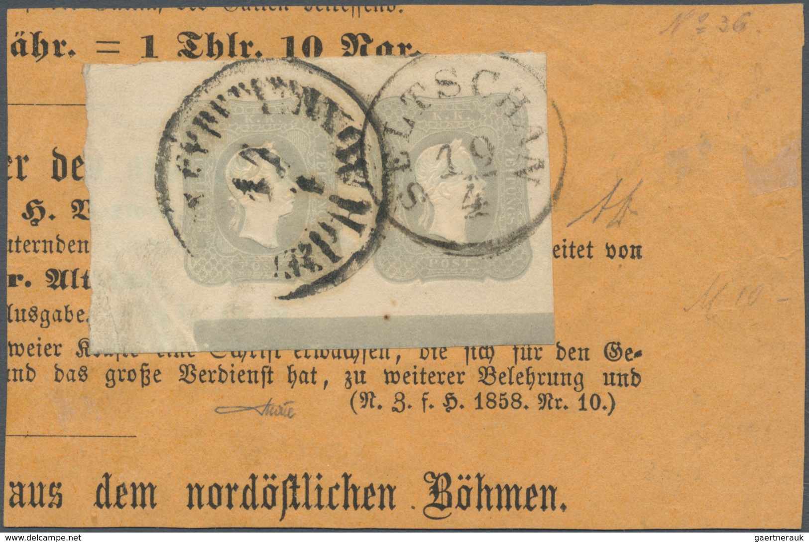 Österreich: 1861, (1,05 Kreuzer) Grau Zeitungsmarke, Waagerechtes Paar Von Der Linken Unteren Bogene - Sonstige & Ohne Zuordnung