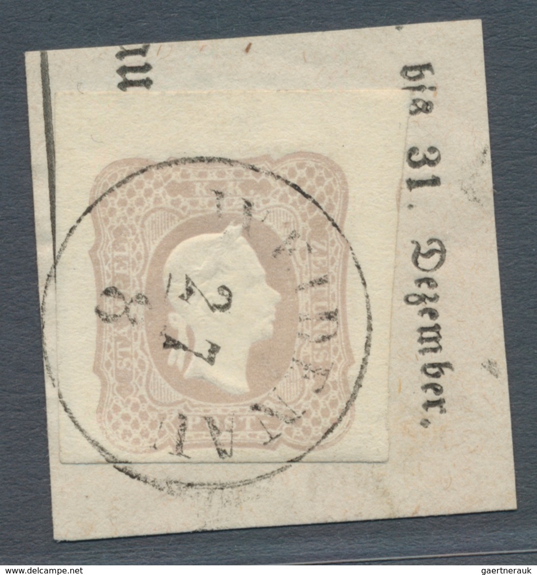 Österreich: 1861, (1,05 Kreuzer) Bräunlichlila Zeitungsmarke, Oberrandstück (4,5 Mm), Seitlich Und U - Other & Unclassified