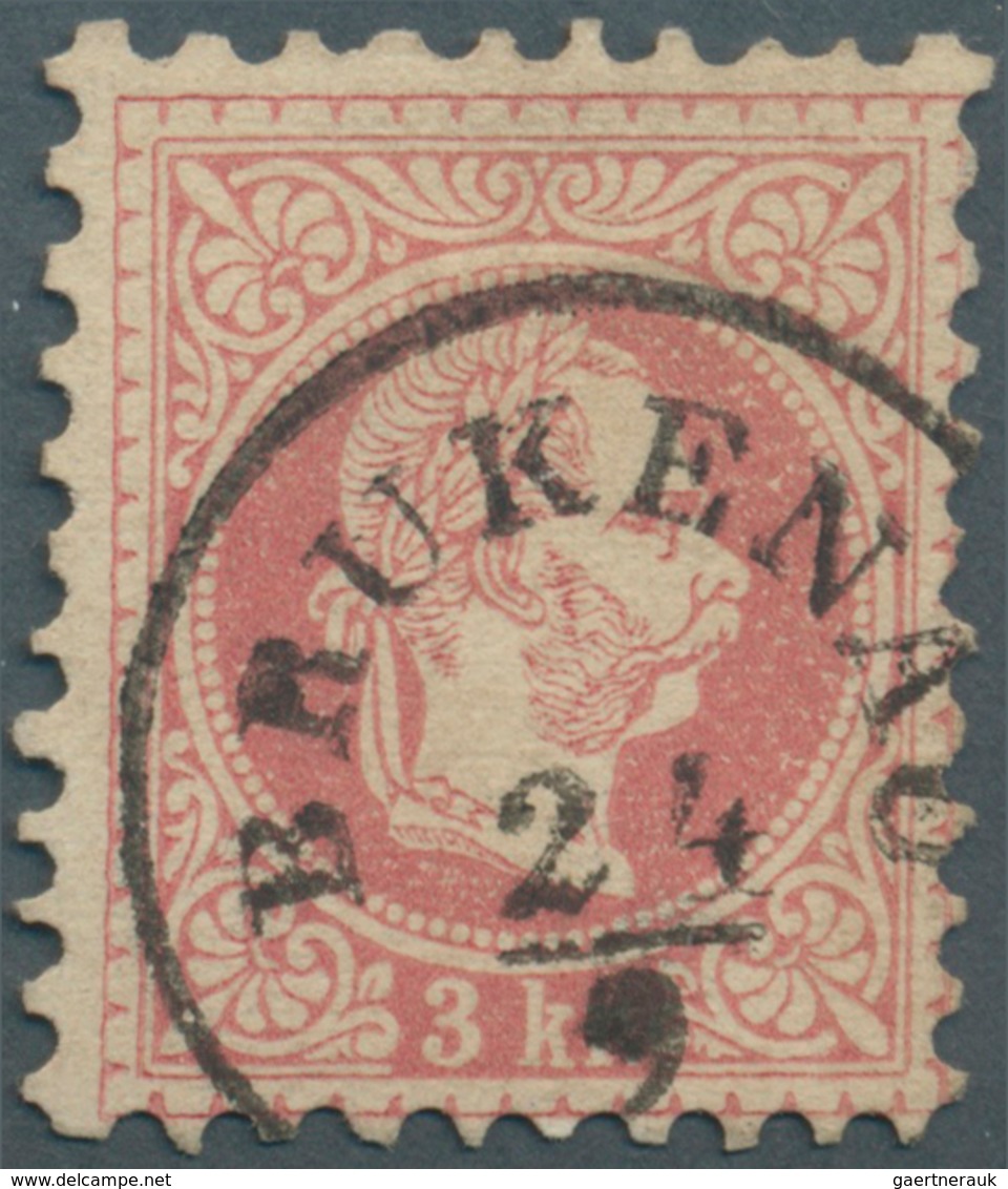 Österreich: 1867, 3 Kreuzer Rot, Der Berühmte FARBFEHLDRUCK Rot Statt Grün, Ganz Ideal Entwertet Mit - Sonstige & Ohne Zuordnung