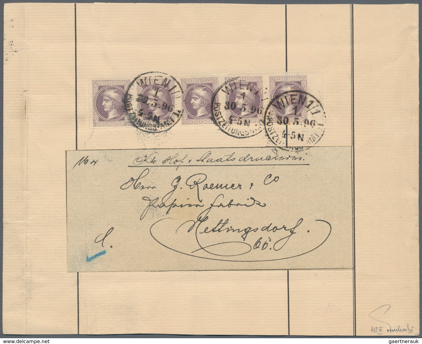 Österreich: 1867, (1 Kr) Merkurkopf Zeitungsmarke, Partie mit 4 verschiedenen Einzelfrankaturen auf