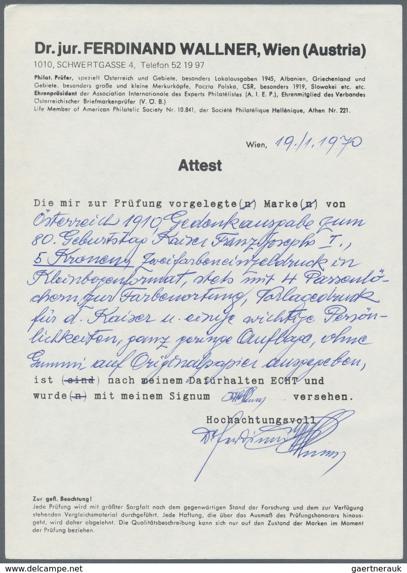 Österreich: 1910, Jubiläumsausgabe, 1 H. bis 10 Kr., komplette Serie von 17 Werten je als Einzelabzu