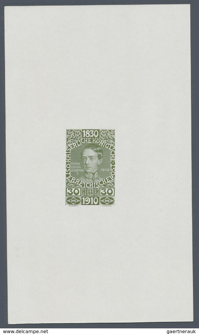 Österreich: 1910, Jubiläumsausgabe, 1 H. bis 10 Kr., komplette Serie von 17 Werten je als Einzelabzu