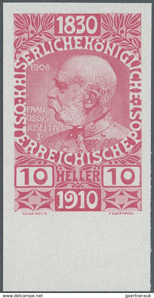 Österreich: 1910, Jubiläumsausgabe, 5 H. Grün Und 10 H. Rosakarmin, Je Ungezähnt Vom Unterrand, Auf - Other & Unclassified