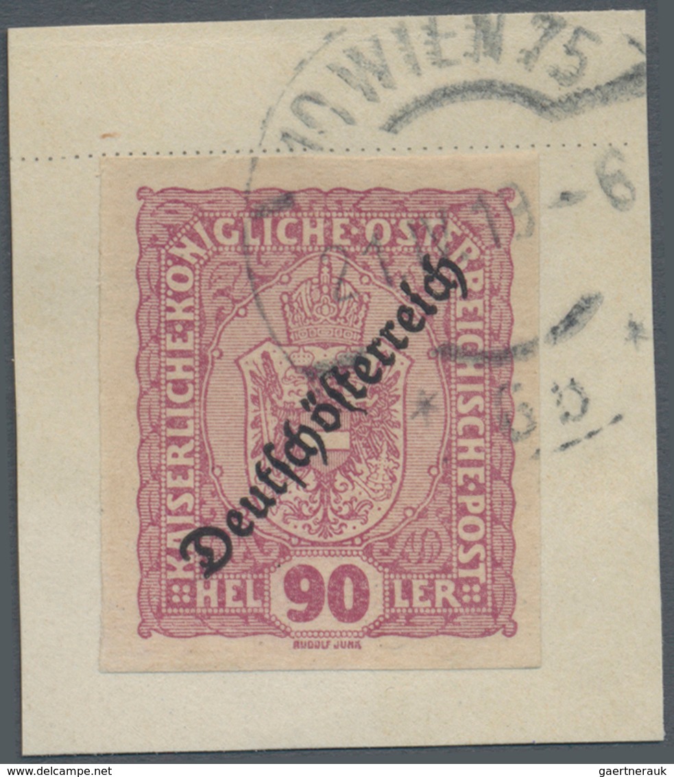 Österreich: 1918, Aufdrucke "Deutschösterreich", alle neun bekannten ungezähnten Marken je einzeln a