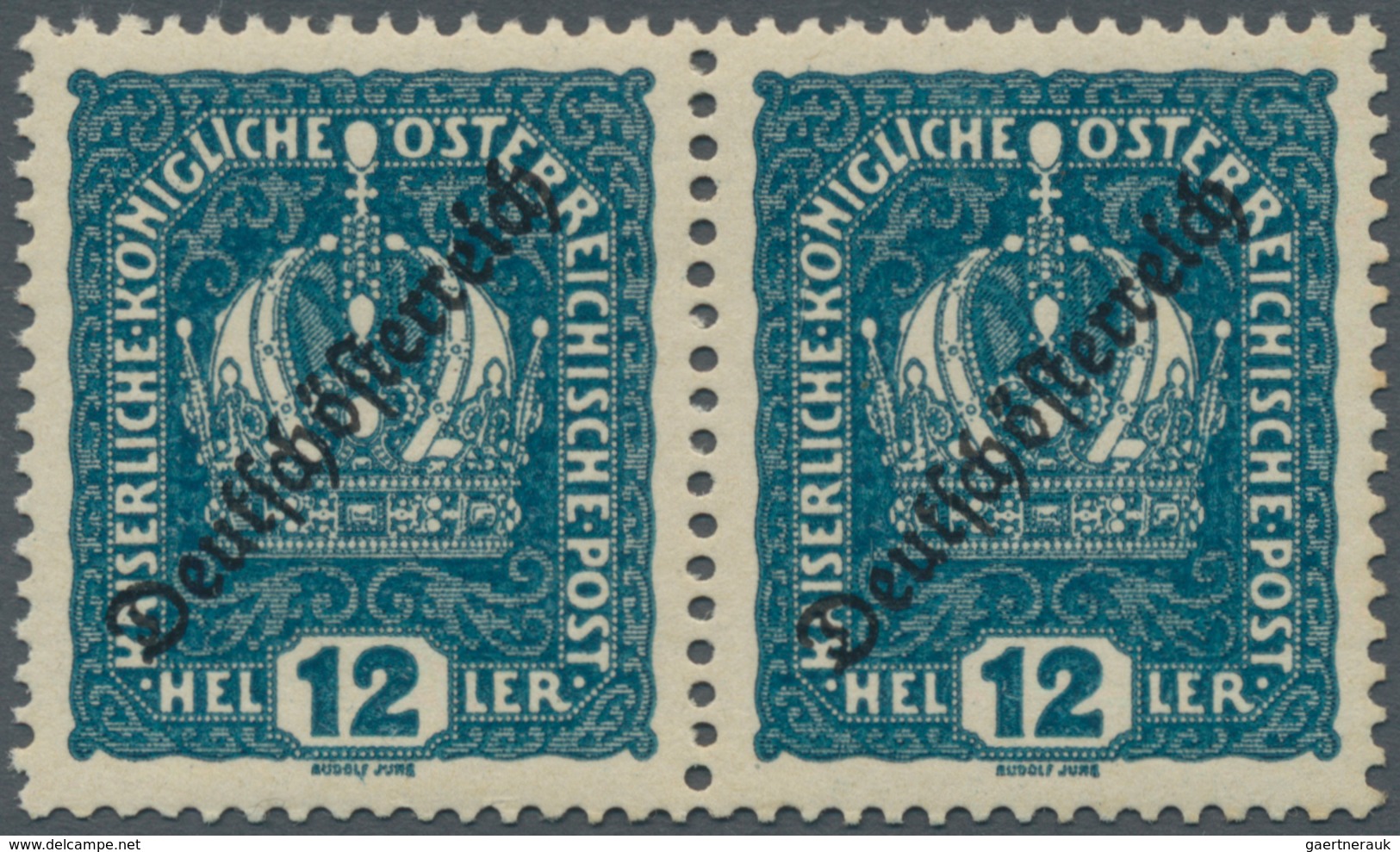 Österreich: 1918, 12 Heller Mit Aufdruck "Deutschösterreich" In Besonders Intensiver B-Farbe Dunkelg - Other & Unclassified