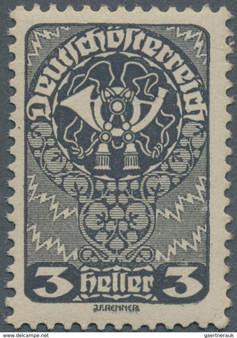 Österreich: 1919/1920, Freimarken 3 H. Dunkelblaugrau, Postfrisch, Unsigniert. Fotobefund Dr.Ferchen - Sonstige & Ohne Zuordnung