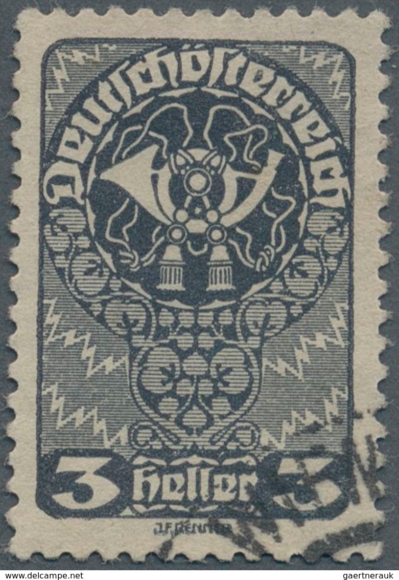 Österreich: 1919/1920, Freimarken 3 H. Dunkelblaugrau Sauber Gestempelt "WIEN", Signiert Und Fotobef - Sonstige & Ohne Zuordnung