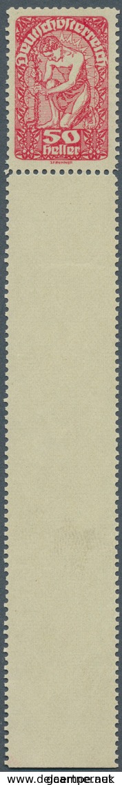 Österreich: 1919/1920, Freimarken, 50 H. Als Farbprobe In Karmin Auf Gelblichem Papier Und Mit Linie - Sonstige & Ohne Zuordnung
