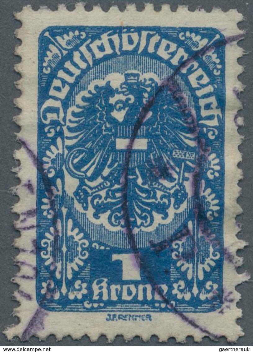 Österreich: 1919/1920, Freimarken, 1 Kr. Schwärzlichultramarin, Sauber Gestempeltes Bedarfsstück, Si - Other & Unclassified