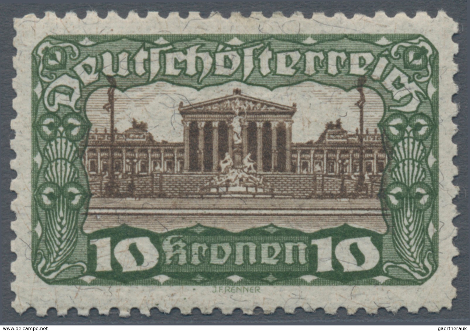 Österreich: 1919/1921, Freimarken "Parlamentsgebäude", alle acht Werte in Linienzähnung 11½, postfri
