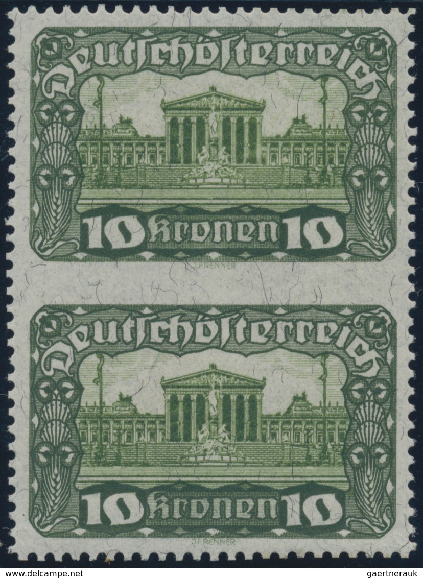 Österreich: 1919, Freimarken "Parlamentsgebäude", Zusammenstellung Von 44 Teilgezähnten Einheiten Mi - Sonstige & Ohne Zuordnung