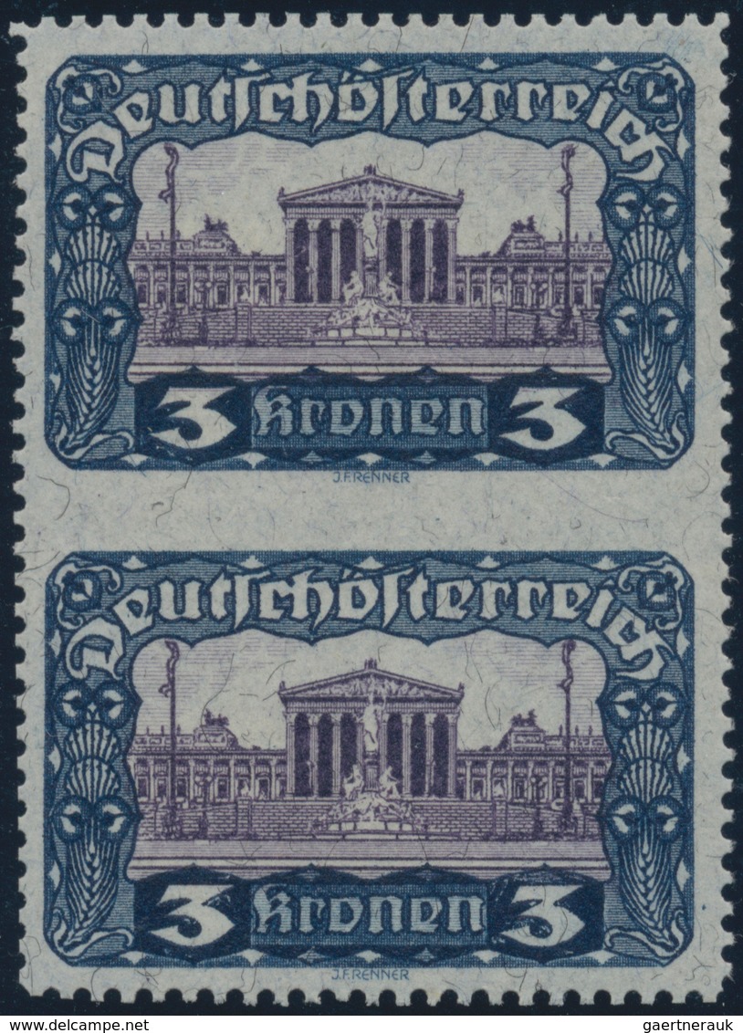 Österreich: 1919, Freimarken "Parlamentsgebäude", Zusammenstellung von 44 teilgezähnten Einheiten mi