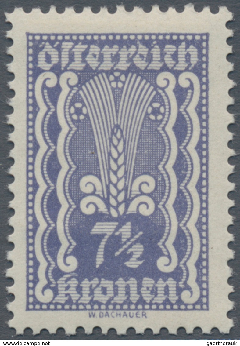 Österreich: 1922, Freimarken, 7½ Kr., Vier Verschiedene Farbproben In Abweichenden Farben Und Mit Li - Sonstige & Ohne Zuordnung
