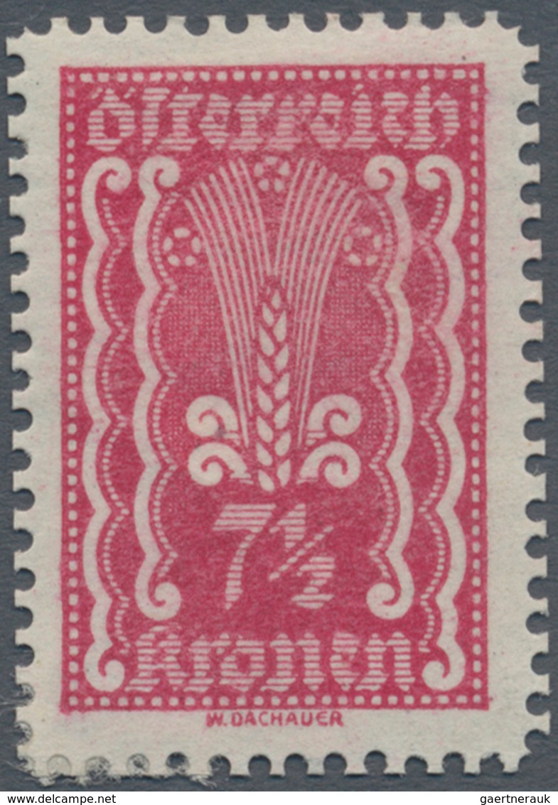 Österreich: 1922, Freimarken, 7½ Kr., Vier Verschiedene Farbproben In Abweichenden Farben Und Mit Li - Other & Unclassified