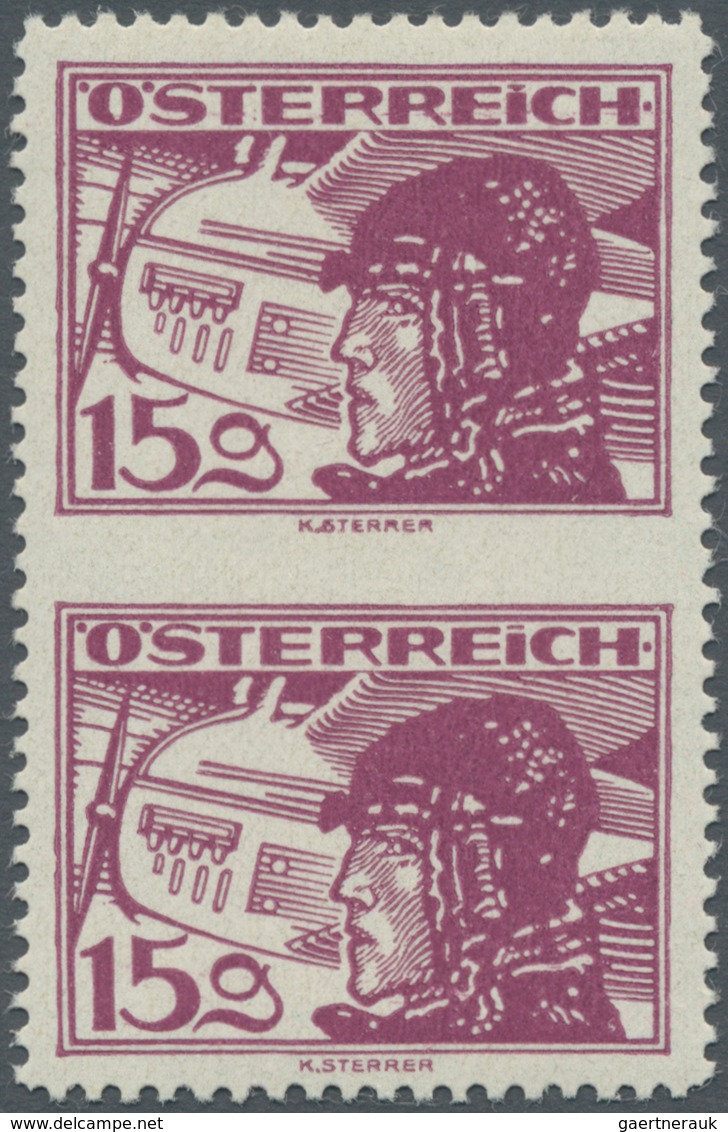 Österreich: 1926, Flugpost, 15 Gr. Rötlichlila, Senkrechtes Paar Mit Abart "mittig Ungezähnt", Postf - Sonstige & Ohne Zuordnung