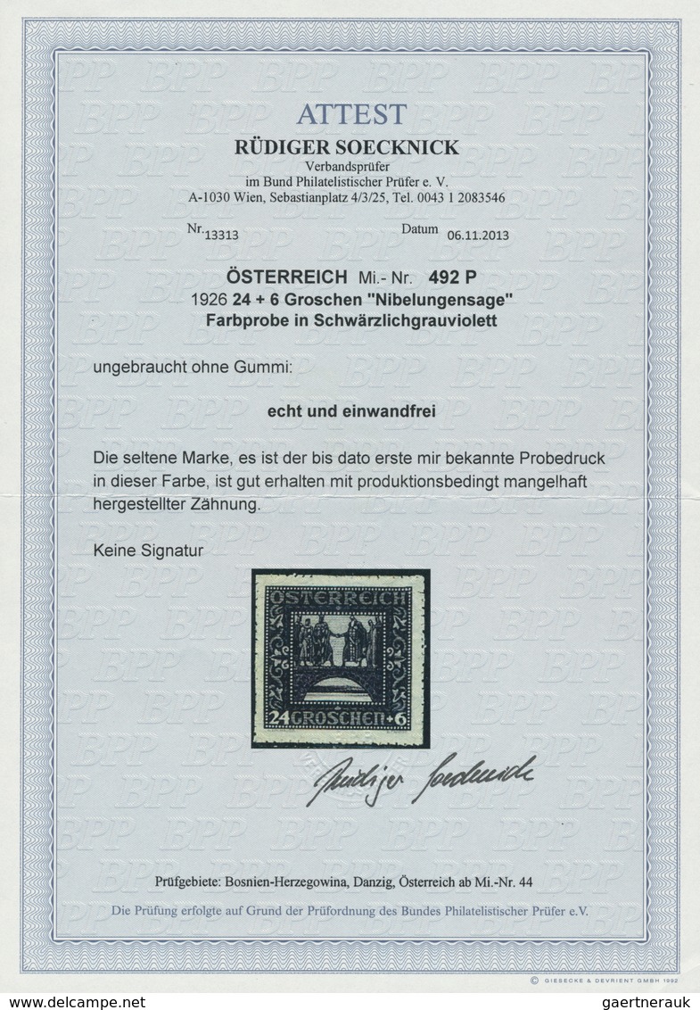 Österreich: 1926, 24 Gr. + 6 Gr. "Nibelungensage", Farbprobe In Schwärzlichgrauviolett Auf Ungummier - Other & Unclassified