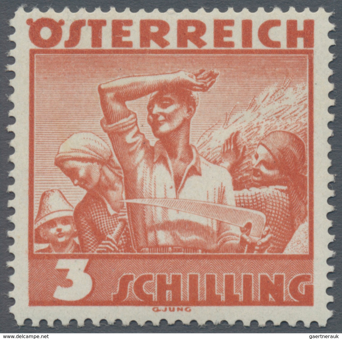 Österreich: 1934, Freimarken "Trachten", 3 Sch. "Ländliche Arbeit", Acht Gezähnte Buchdruck-Probedru - Other & Unclassified