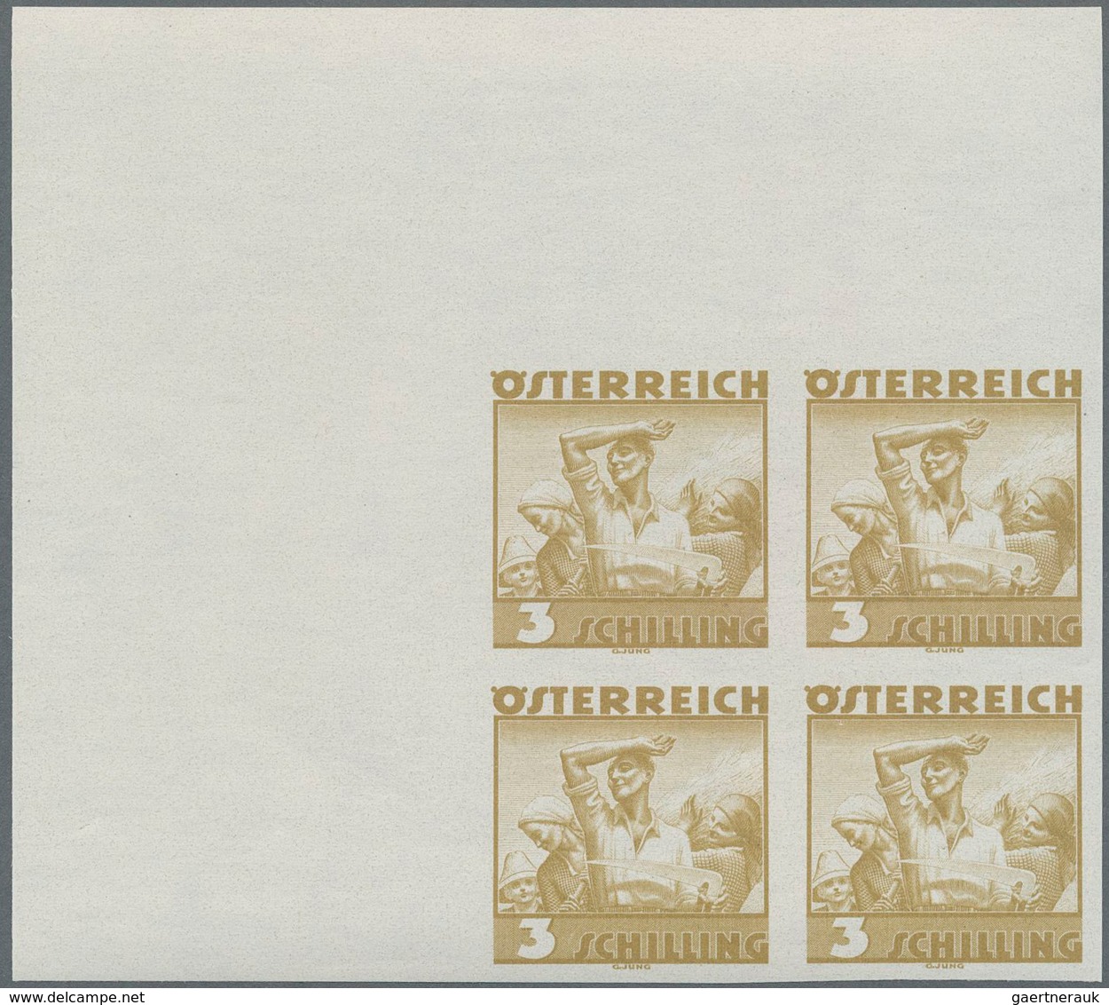 Österreich: 1934, Freimarken "Trachten", 3 Sch. "Ländliche Arbeit", Ungezähnter Offsetdruck-Probedru - Sonstige & Ohne Zuordnung