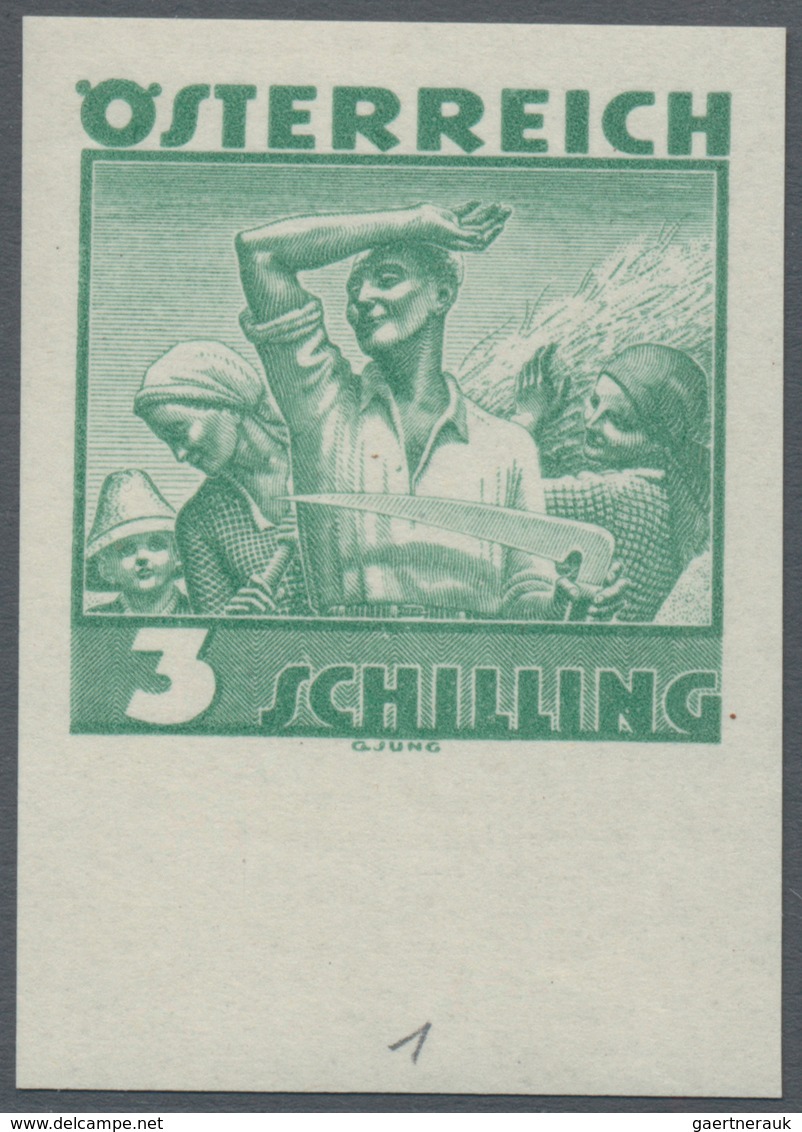 Österreich: 1934, Freimarken "Trachten", 3 Sch. "Ländliche Arbeit", Sechs Ungezähnte Buchdruck-Probe - Sonstige & Ohne Zuordnung
