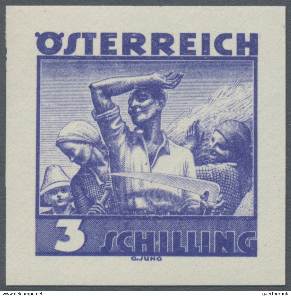 Österreich: 1934, Freimarken "Trachten", 3 Sch. "Ländliche Arbeit", Sechs Ungezähnte Offsetdruck-Pro - Other & Unclassified