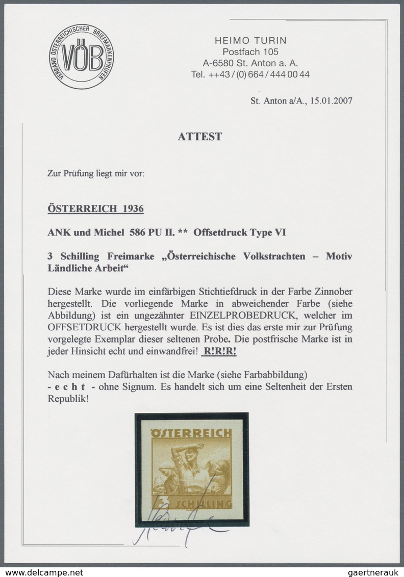 Österreich: 1934, Freimarken "Trachten", 3 Sch. "Ländliche Arbeit", Sechs Ungezähnte Offsetdruck-Pro - Other & Unclassified