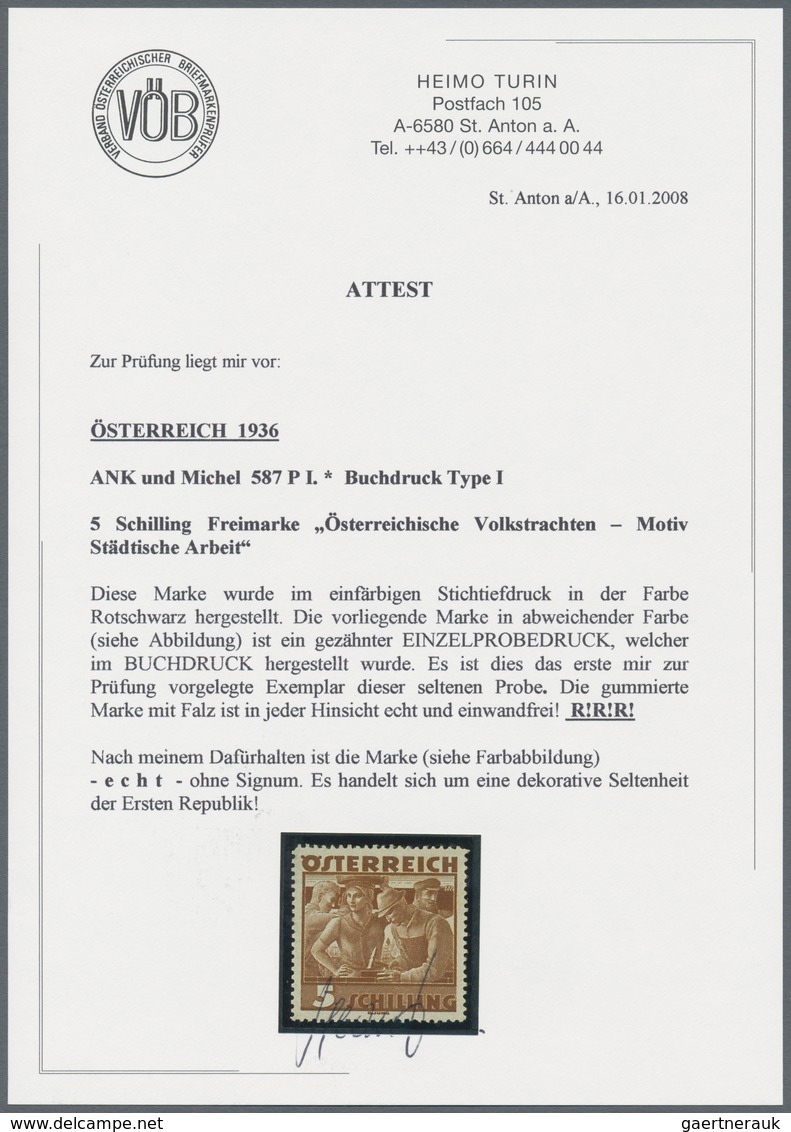 Österreich: 1934, Freimarken "Trachten", 5 Sch. "Städtische Arbeit", Sechs Gezähnte Buchdruck-Probed - Sonstige & Ohne Zuordnung