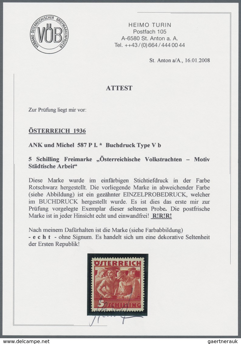 Österreich: 1934, Freimarken "Trachten", 5 Sch. "Städtische Arbeit", Sechs Gezähnte Buchdruck-Probed - Sonstige & Ohne Zuordnung