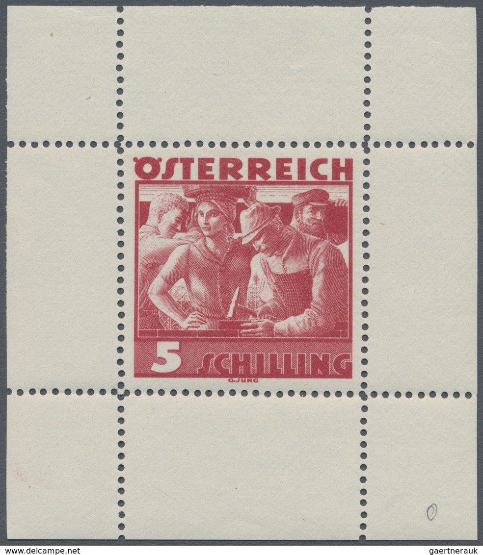 Österreich: 1934, Freimarken "Trachten", 5 Sch. "Städtische Arbeit", Drei Gezähnte Offsetdruck-Probe - Autres & Non Classés