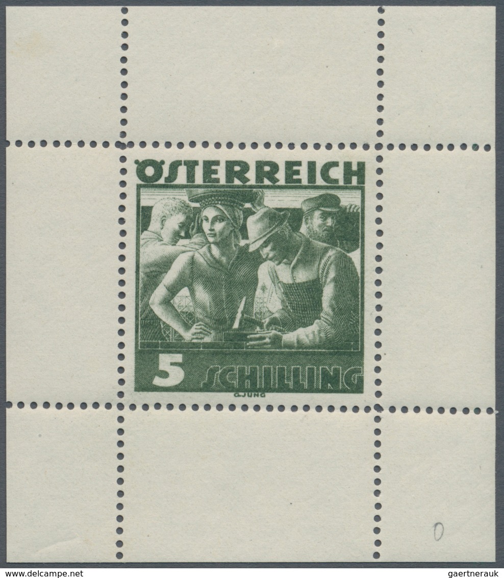 Österreich: 1934, Freimarken "Trachten", 5 Sch. "Städtische Arbeit", Drei Gezähnte Offsetdruck-Probe - Sonstige & Ohne Zuordnung