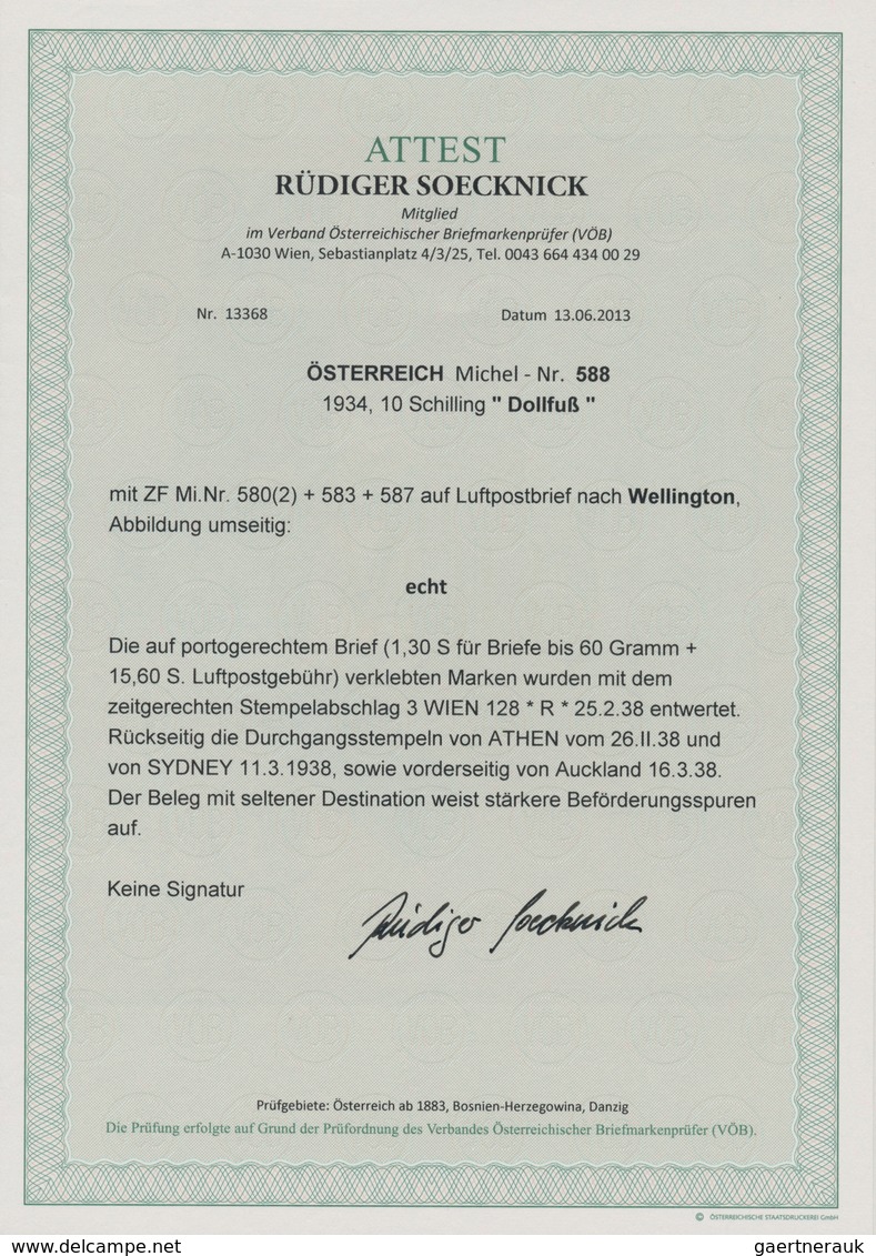 Österreich: 1936, 10 Schilling Dollfuß Sowie 2 X 45 G, 1 S Und 5 S Freimarken Volkstrachten, Portoge - Sonstige & Ohne Zuordnung