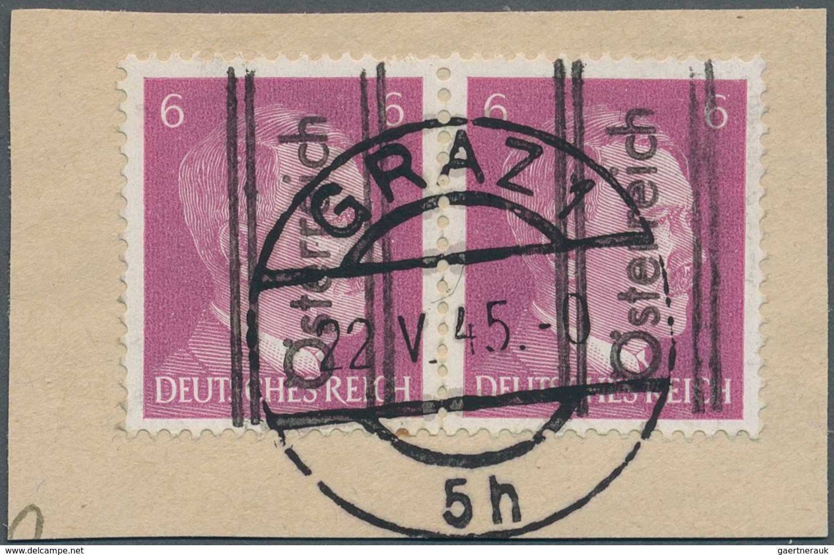 Österreich: 1945, GRAZER ZWEISTUNDEN-PROVISORIUM, 6 Pfg. Violett Mit Handstempelaufdruck Im Waagerec - Other & Unclassified