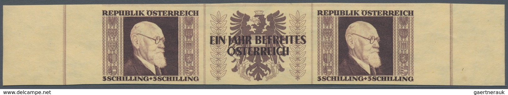 Österreich: 1946, Renner Geschnitten, 3 Sch. + 3 Sch. In Abweichender Farbe "DUNKELVIOLETTBRAUN" Sow - Sonstige & Ohne Zuordnung