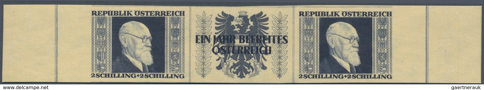 Österreich: 1946, Renner Geschnitten, 3 Sch. + 3 Sch. In Abweichender Farbe "DUNKELVIOLETTBRAUN" Sow - Sonstige & Ohne Zuordnung